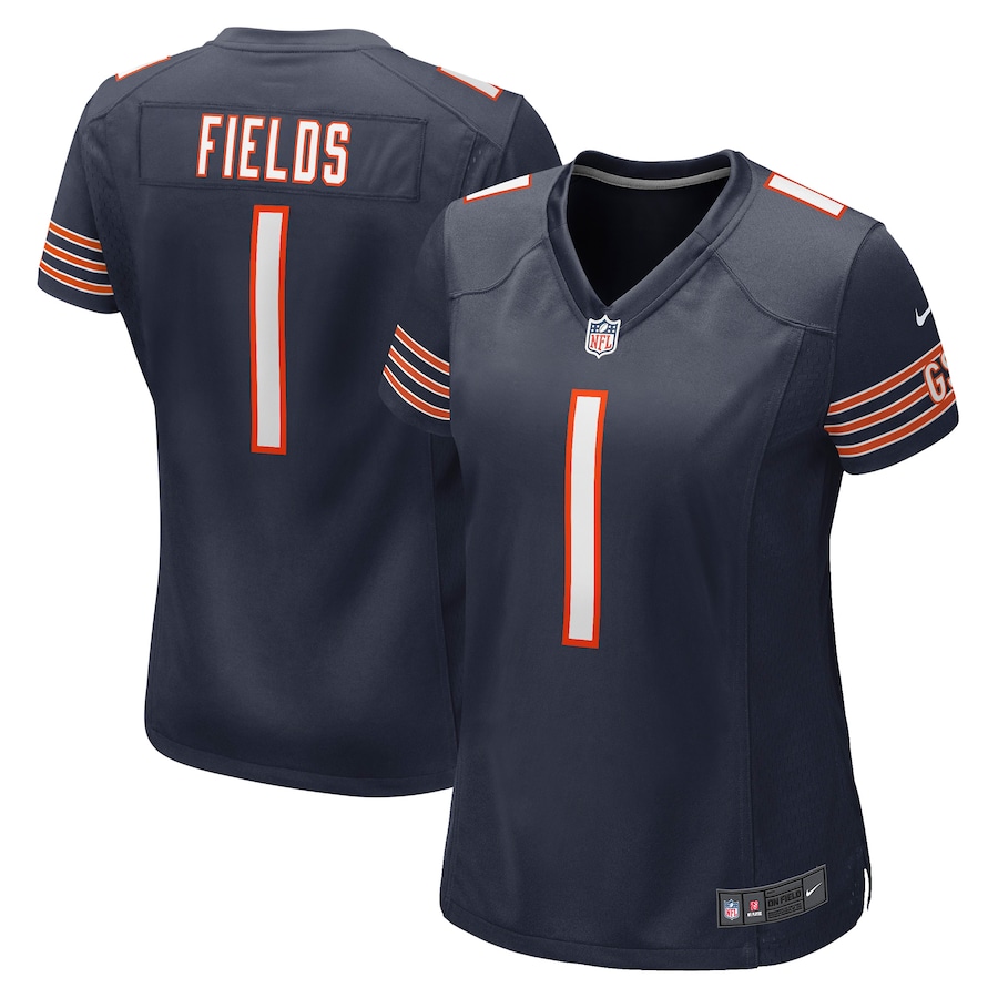 Women Chicago Bears Justin Fields Nike Navy 2021 NFL Draft First Round Pick Game Jersey